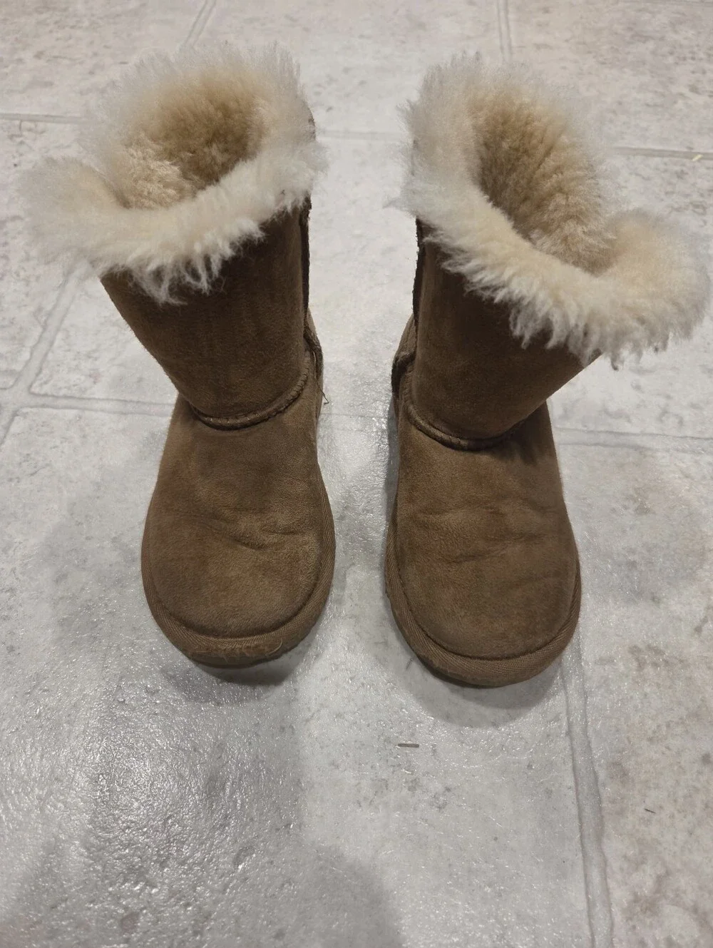 Kids Ugg Bailey Button Cozy Shearling-Lined Winter Boots - Brown